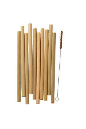 Bambu Pipet 10 Adet + Fırça Kokteyl Karıştırıcı Kokteyl Kaşığı Bar Koktely Pipeti 11li Bar Pipet