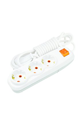 3lü 3 Metre Anahtarlı Topraklı Grup Priz