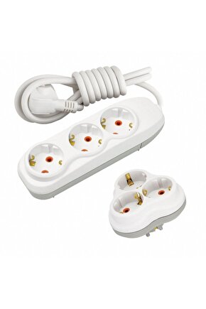 3lü 1,5 Mt Topraklı Grup Priz + Golyat Quatro