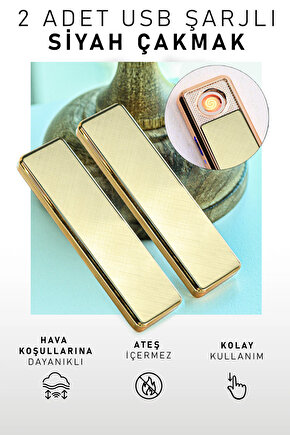 2 Adet Kolay Şarj Edilebilen Sürgülü Elektrikli Usb Çakmak