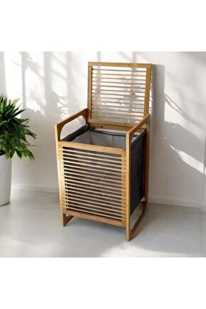 Bambu Kirli Çamaşır Sepeti Banyo Düzenleyici Oyuncak Saklama Organizer İçi Yıkanabilir Kumaş