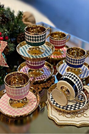 Porselen Kaz Ayağı 6lı Ayaklı Fincan Takımı 141