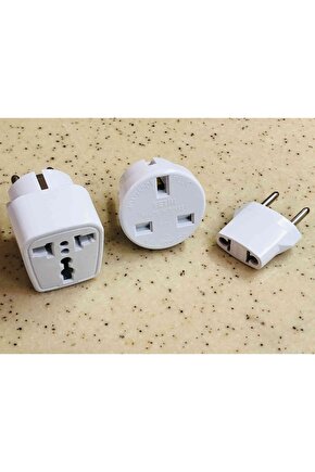 3 Adet Farklı Tip Amerikan Ingiliz Irlanda Uçlu Prizlerini Türk Uçlu Pirize Çevirici Dönüştürücü Set