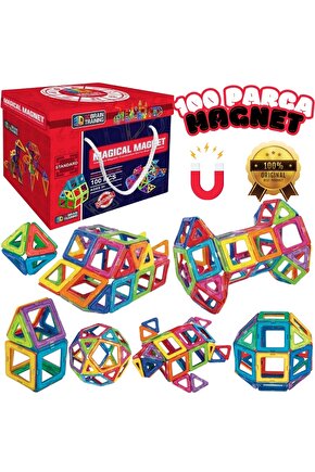 Orijinal Magical Magnet 100 Parça Manyetik Lego - Magnetic Magical Magnet - Mıknatıslı Lego - Mıknat