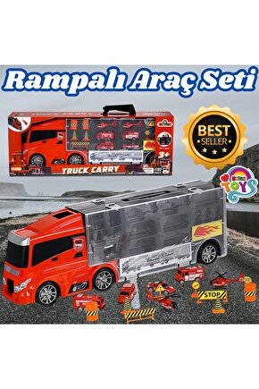Rampalı İtfaiye Tır Seti - İtfaiye Taşıyıcı Tır - Kaydıraklı Kamyon - Araç Yol Seti - Tır Yol Seti -