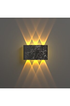 Uranüs Mermer Desen Kasa Amber Işık Ledli Dekoratif Işık Süzmeli Iç Dış Mekan Modern Aplik