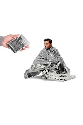 Acil Durum Ilk Yardım Deprem Yanık Termal Battaniye 6 Adet Su Geçirmez Gümüş Renk