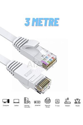 3 Metre Cat6 Internet Kablosu Modem Ethernet Kablo