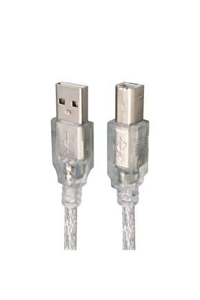 Powermaster 5 Metre 2.0V ŞeffafMavi Usb Yazici Kablosu