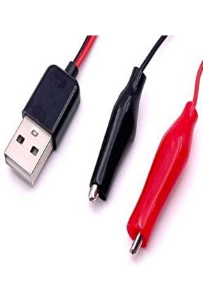 PM-28657 USB Erkek - Küçük Krokodil Uçlu 5V 2A Test Kablosu 60 CM