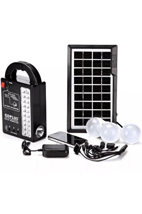 POWERMASTER GD-999 GÜNEŞ PANELLİ 3 LAMBALI POWERBANK ÖZELLİKLİ ÇOK AMAÇLI ŞARJLI SOLAR AYDINLATMA