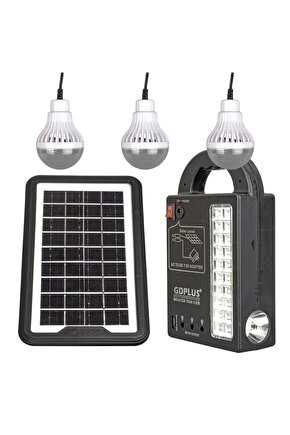 GÜNEŞ PANELLİ 3 LAMBALI POWERBANK ÖZELLİKLİ ÇOK AMAÇLI ŞARJLI SOLAR AYDINLATMA (4455)