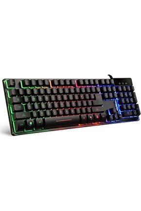 Gmk9 Stalker Warrior Siyah Usb Rainbow Aydınlatmalı Q Rgb Metal Tabanlı Gaming Klavye