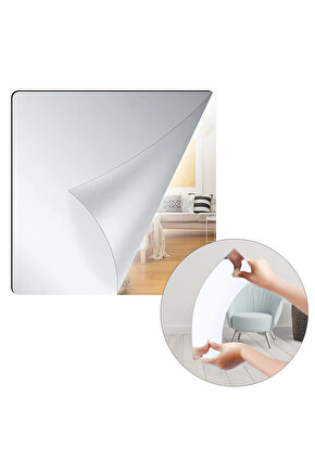 40X40CM KENDİNDEN YAPIŞKANLI ESNEK PVC DUVAR AYNASI PANEL STİCKER ÇIKARTMA (4582)