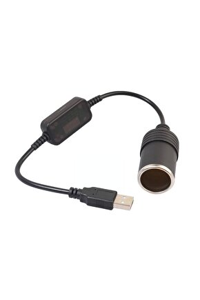 Usb 2.0 5 Volt - 2 Amper To 12 Volt - 0.8 Amper Çakmak Fişi Dişi Çevirici