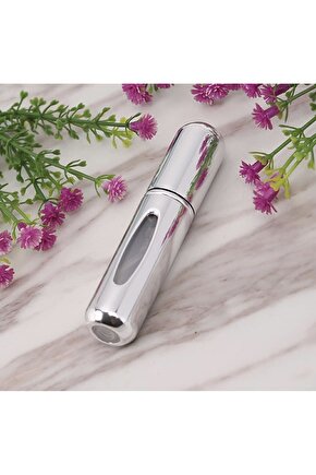Doldurulabilir Mini Parfüm Şişesi Çanta İçi Mini Seyahat Yedek Cep Parfüm Şişesi 5 ml 1 Adet Gümüş