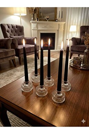 6 Adet Origami Desen Çizgili Cam Mumluk | Çok Amaçlı Mumluk Çerezlik | Lokumluk Şekerlik – 5×6.5 cm