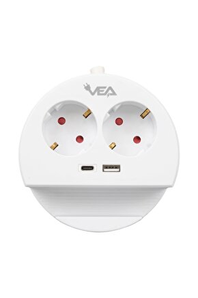 Vea Ve- G1102c 2li Usb + Type-c Girişli Telefon Standlı 1.5 Metre Grup Priz