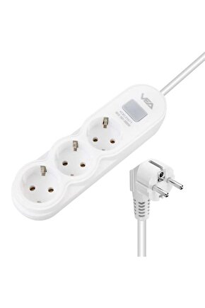 VNDB55 vea va-21571 3lü 1.5 metre kablolu anahtarli beyaz akim korumali priz