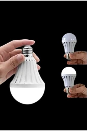 Beyaz 9W E27 220V Şarjlı LED Ampul 6500K – Kesinti Anında Otomatik Yanma, Enerji Tasarruflu