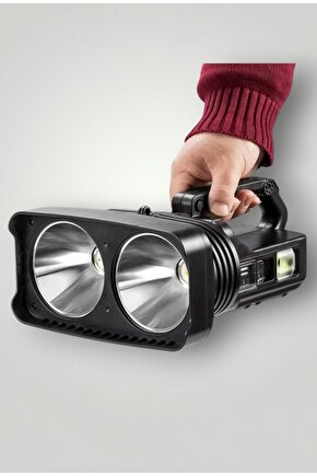 Süper Parlak Şarjlı ve Pilli El Feneri | Battal Boy, 4 Farklı Işık Modu, Güçlü Aydınlatma