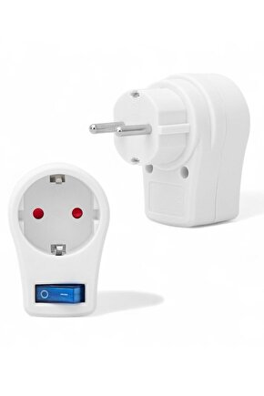 10A 2500W Tekli Akım Korumalı Priz – Beyaz, Anahtarlı, Güç Koruma Özellikli