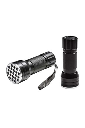 M3LFS- pm-6351 uv işinli 21 ledli 10 cm metal kasa pilli el feneri