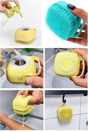 Banyo Duş Kesesi Sabun Duş Jeli Hazneli Silikon Fırça Kese Çok Amaçlı