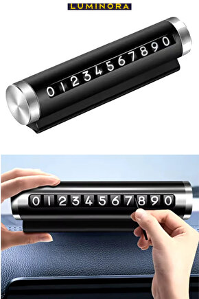 Alüminyum Kasa Çevirmeli Araç Içi Park Telefon Numaratörü Park Numarası Parkmatik Siyah