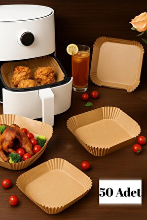 50 Adet Airfryer Yağ Geçirmez Pişirme Kağıdı – Kare Tek Kullanımlık Fırın Kağıdı