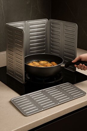 Aveo 1 Adet Alüminyum FOLYO Katlanır Yağ SıçramaPanel – Mutfak Ocağı Yan ve Arka Koruma Tüp Rüzgar