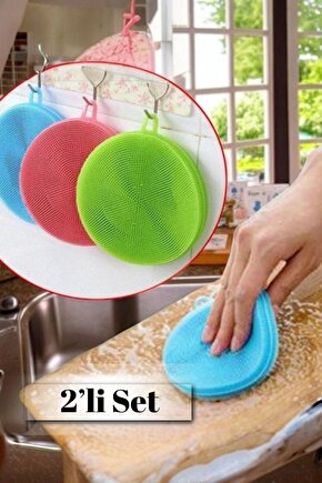 2’li Silikon Bulaşık ve Mutfak Temizlik Süngeri – Çok Amaçlı Bulaşık Süngeri