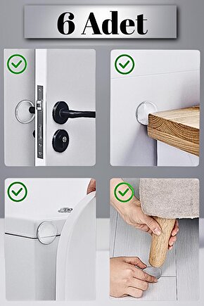 6 Adet Şeffaf Silikon Kapı Kolu ve Mobilya Koruyucu Tampon