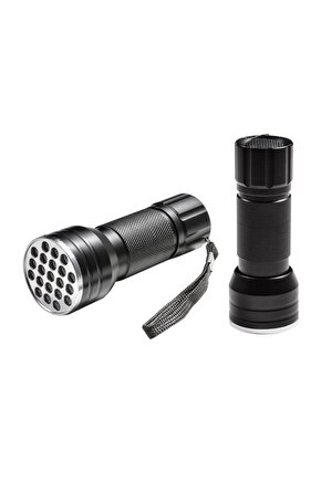 Pm-6351 Uv Işınlı 21 Ledli 10 Cm Metal Kasa Pilli El Feneri