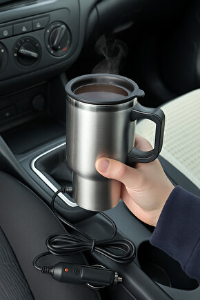 Oto Araç Içi Su Isıtıcı Kahve Makinası Kupa Tip Mug Termos Araç Çakmaklık Girişli Elektirikli Termos