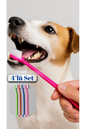 Evcil Hayvanlar İçin 4’lü Çift Başlıklı Diş Fırçası Seti