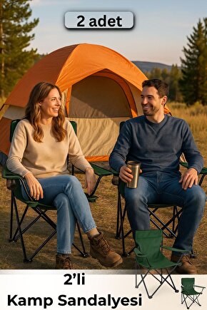 2 Adet Katlanabilir Kamp Sandalyesi – Taşıma Çantalı, Taşınabilir ve Konforlu