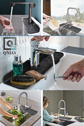 Pratik Musluk Lavabo Matı Gri Su Tutucu Musluk Matı Mutfak Banyo Için Koruyucu Bulaşık Süngeri Matı