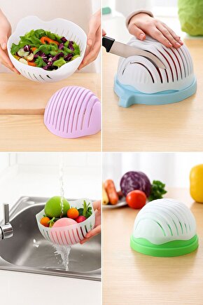 3’ü 1 Arada Salata Kesme ve Yıkama Kabı – Pratik Mutfak Yardımcısı