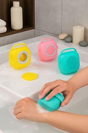 Silikon Sabun Hazneli Duş Lifi Masajlı Vücut Temizleme Fırçası