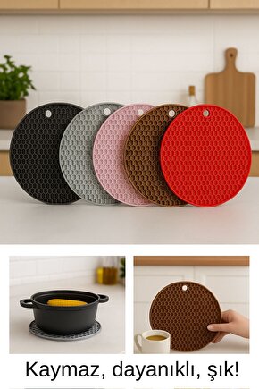 Kaymaz Silikon Nihale Tencere Altlığı – Isıya Dayanıklı Tekli Silikon Mat
