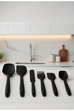 6 Parça Yanmaz Yapışmaz Silikon Pasta, Yumurta Fırçası, Kaşık Bıçak, Spatula Mutfak Seti