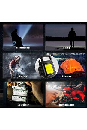 Ultra hafif Şarj Edilebilir Led, Anahtarlık El Feneri, Mıknatıslı Fener, Kamp Aydınlatma ,cob Ledli