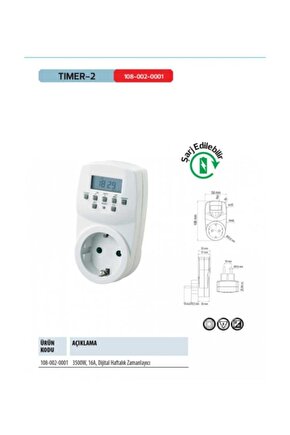 Dijital Zaman Saati Timer 20 Programlı