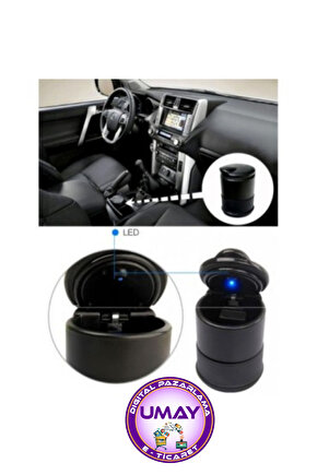 Taşınabilir Oto Araç Içi Mavi Led Işıklı Araba Kül Tablası Oto Küllük (TAŞINABİLİR)