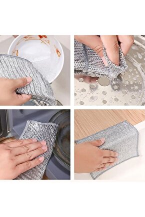 5 Adet LÜX Tel Bulaşık Bezi Çizmez Bulaşık Teli Çelik Bez 20x20 Çift Katmanlı Tel Bez