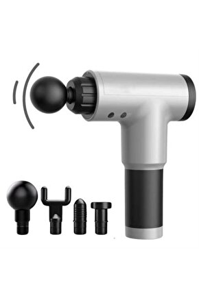 6 Farklı Seviyeli Titreşimli 4 Farklı Başlıklı Büyük Boy Masaj Tabancası