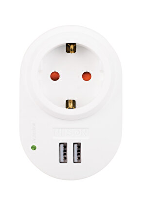 Tekli Akım Korumalı Priz 2li Usb Hızlı Şarj