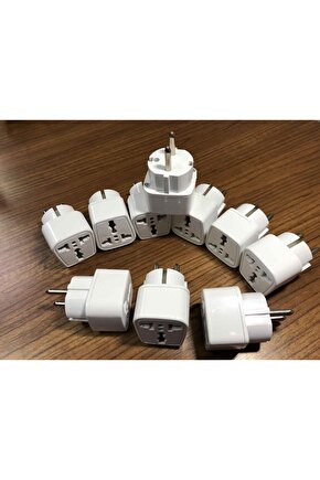 Universal Çevirici Priz Amerikan Ingiliz Fiş Dönüştürücü Türk Tipe Çeviren Başlık 10lu Paket