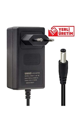 F37 12 Volt - 1.5 Amper 5.5*2.5 Uçlu Yerli Üretim Plastik Kasa Priz Tipi Adaptör